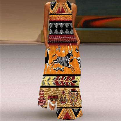 Fashion Multi-color Sleeveless Maxi Dress