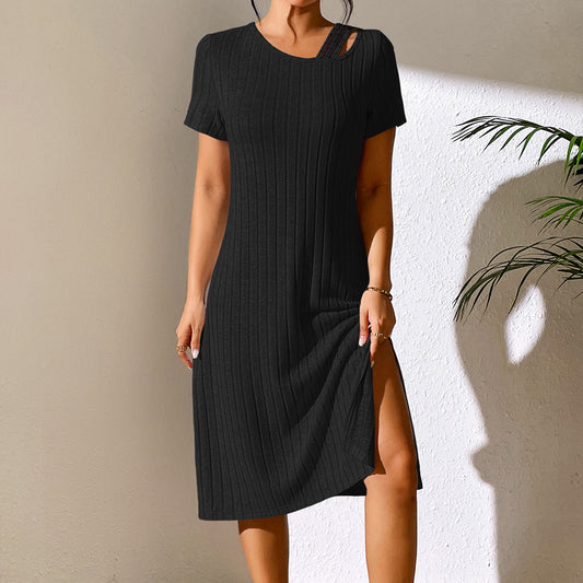 Fashion Cross Border Slit Hip Dress