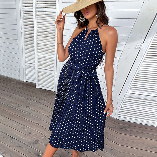 Fashion Polka Dot Halter Dress