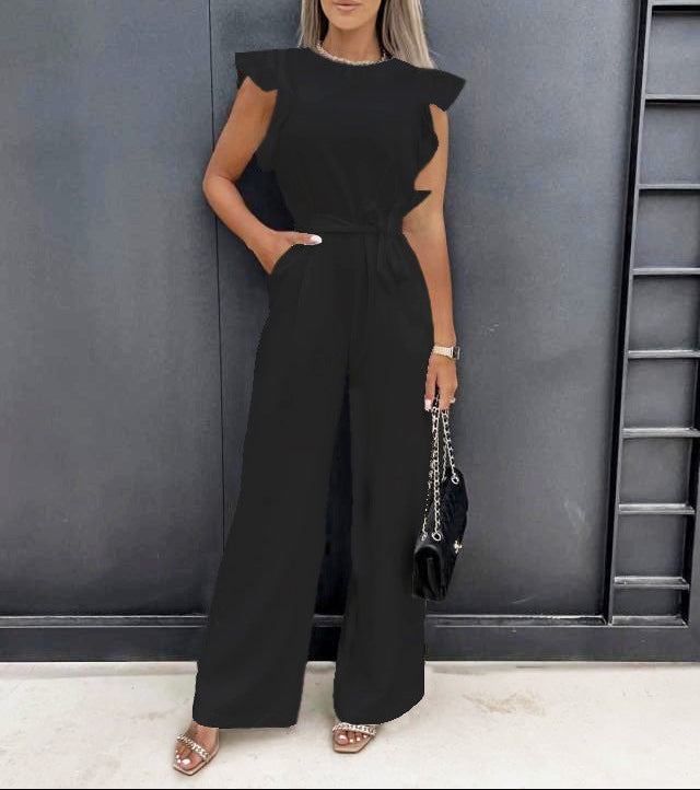 Fashion Commuter Waist Lace Up Jumpsuit