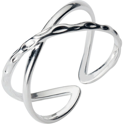 Fashion Silver Simple Double-Layer Cross Line Ring