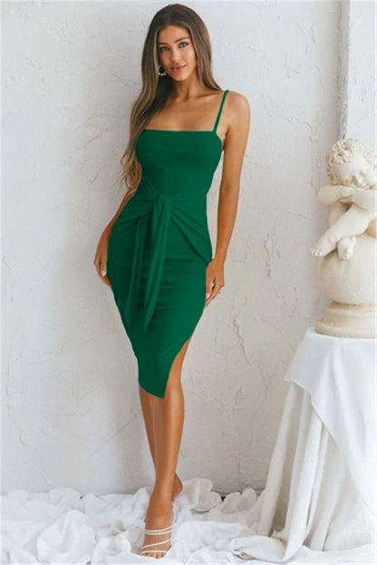 Fashion Strap Slit Tight Dress