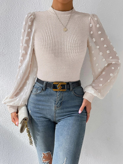 Fashion Knitwear Round Neck Stitching Blouse