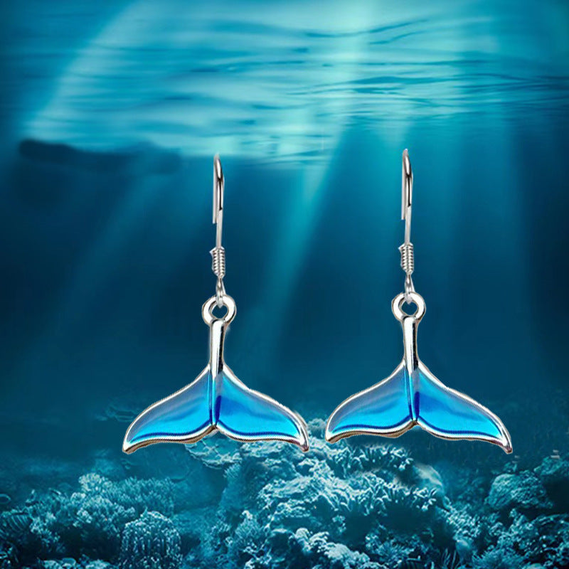 Fashion Blue Ocean Whale Earrings