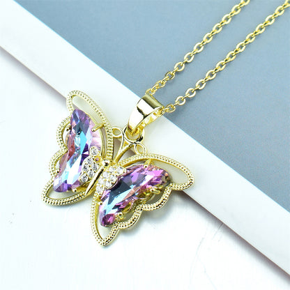 Fashion Butterfly Crystal Zircon Necklace