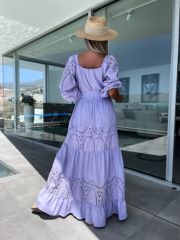 Fashion Lace Stitching Maxi Dress