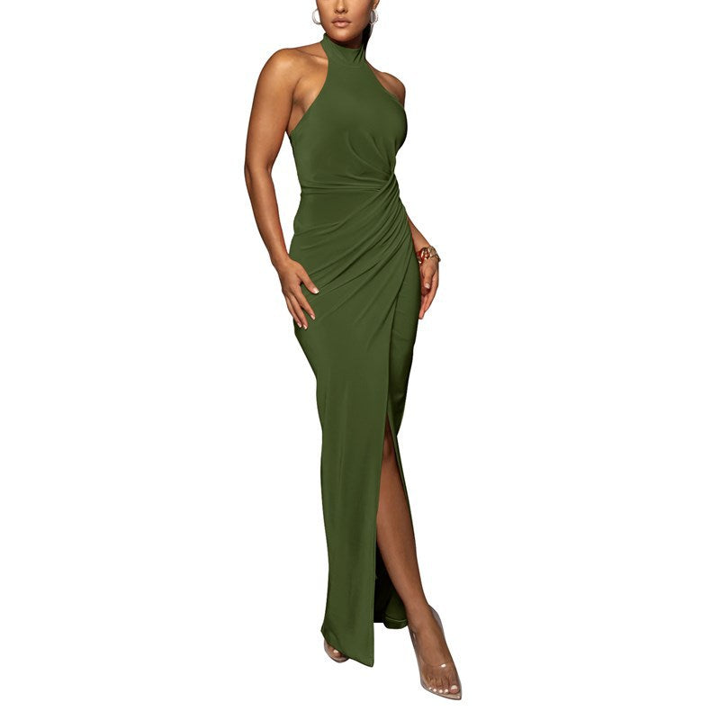 Fashion Halter Slit Formal Dress