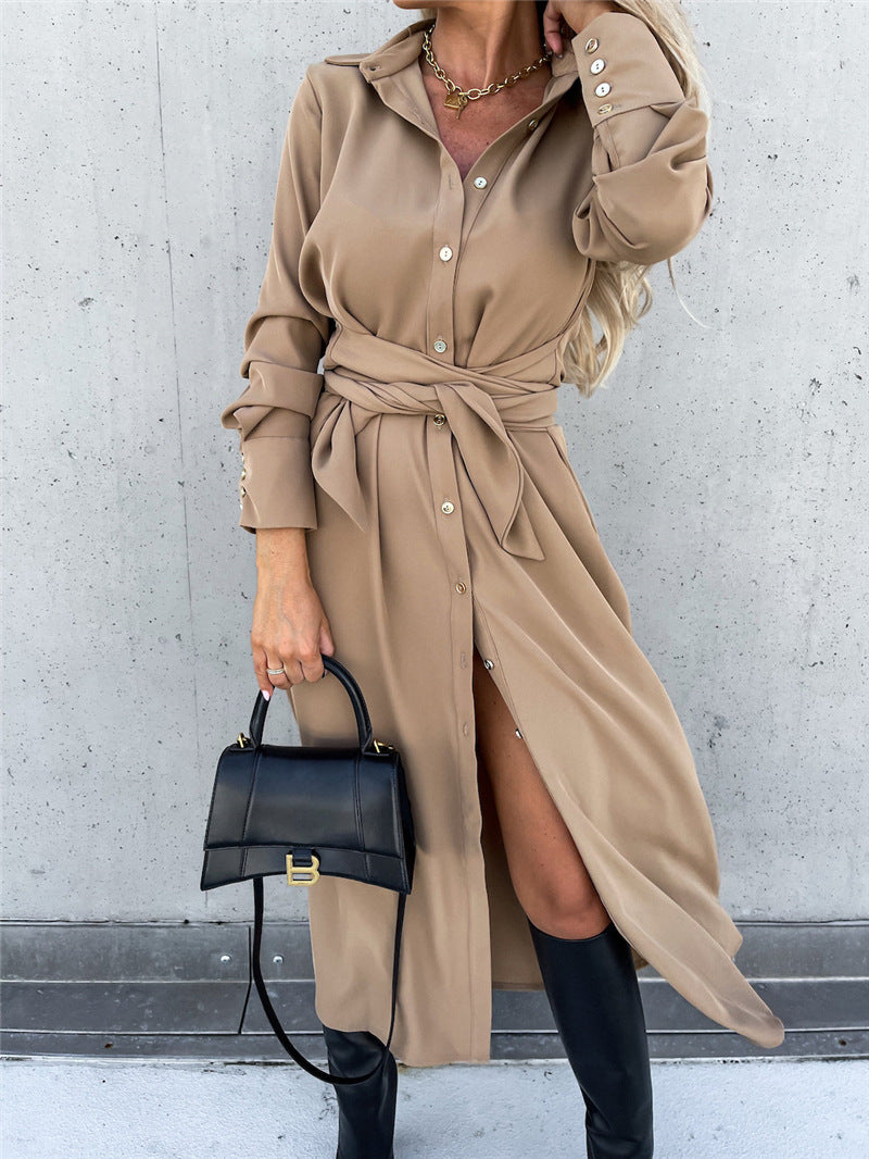 Fashion Long Sleeve Big Hem Shirt Dress