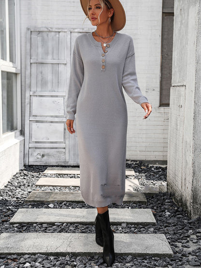 Fashion Button Knitwear Dress