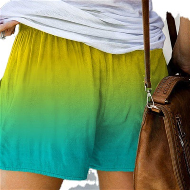 Fashion Gradient Color Pocket Wide Leg Shorts