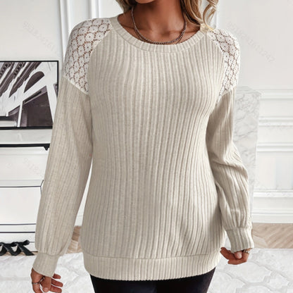 Fashion Lace Stitching Pullover Sweater
