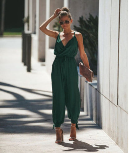 Fashion backless tether jumpsuit