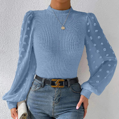 Fashion Knitwear Round Neck Stitching Blouse