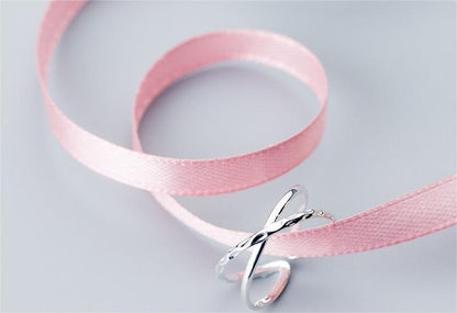 Fashion Silver Simple Double-Layer Cross Line Ring