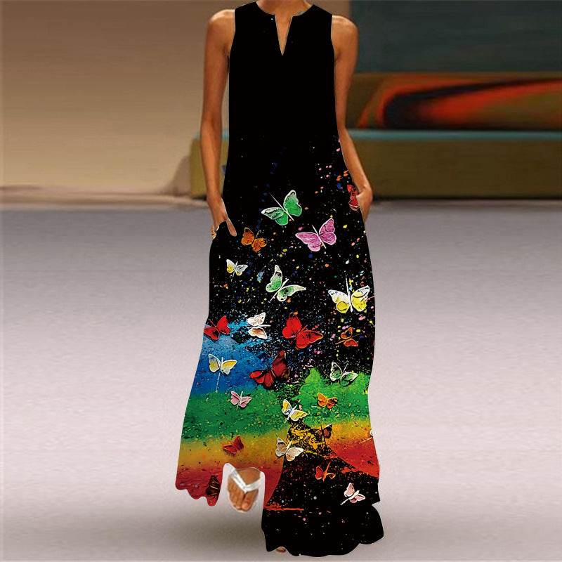 Fashion Multi-color Sleeveless Maxi Dress