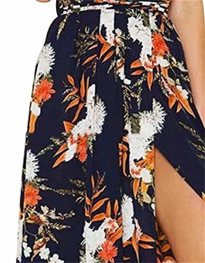 Fashion Printing Backless Slip Dress