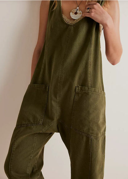 Fashion Solid Color Suspender Jumpsuits