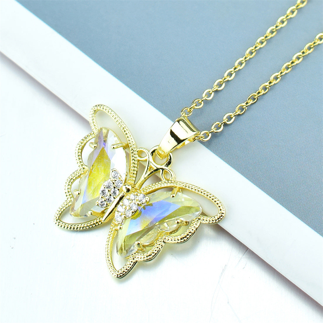 Fashion Butterfly Crystal Zircon Necklace