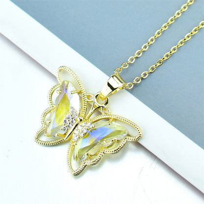 Fashion Butterfly Crystal Zircon Necklace