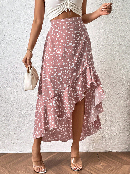 Fashion Ruffled Irregular Swing Skirt