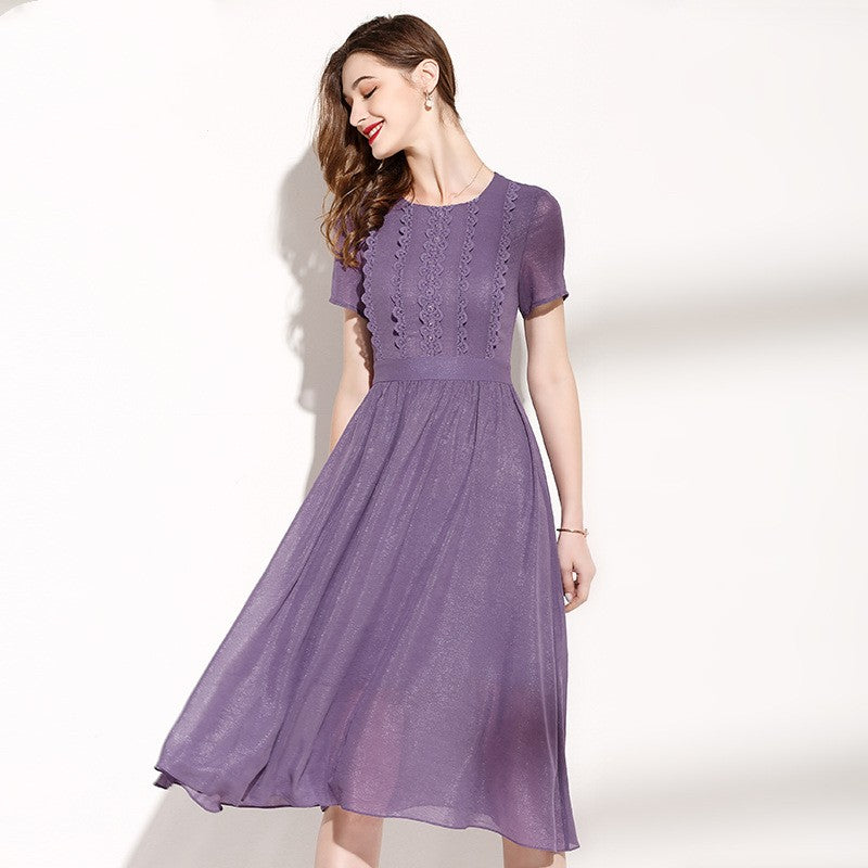 Fashion Lace Patchwork Purple Dress