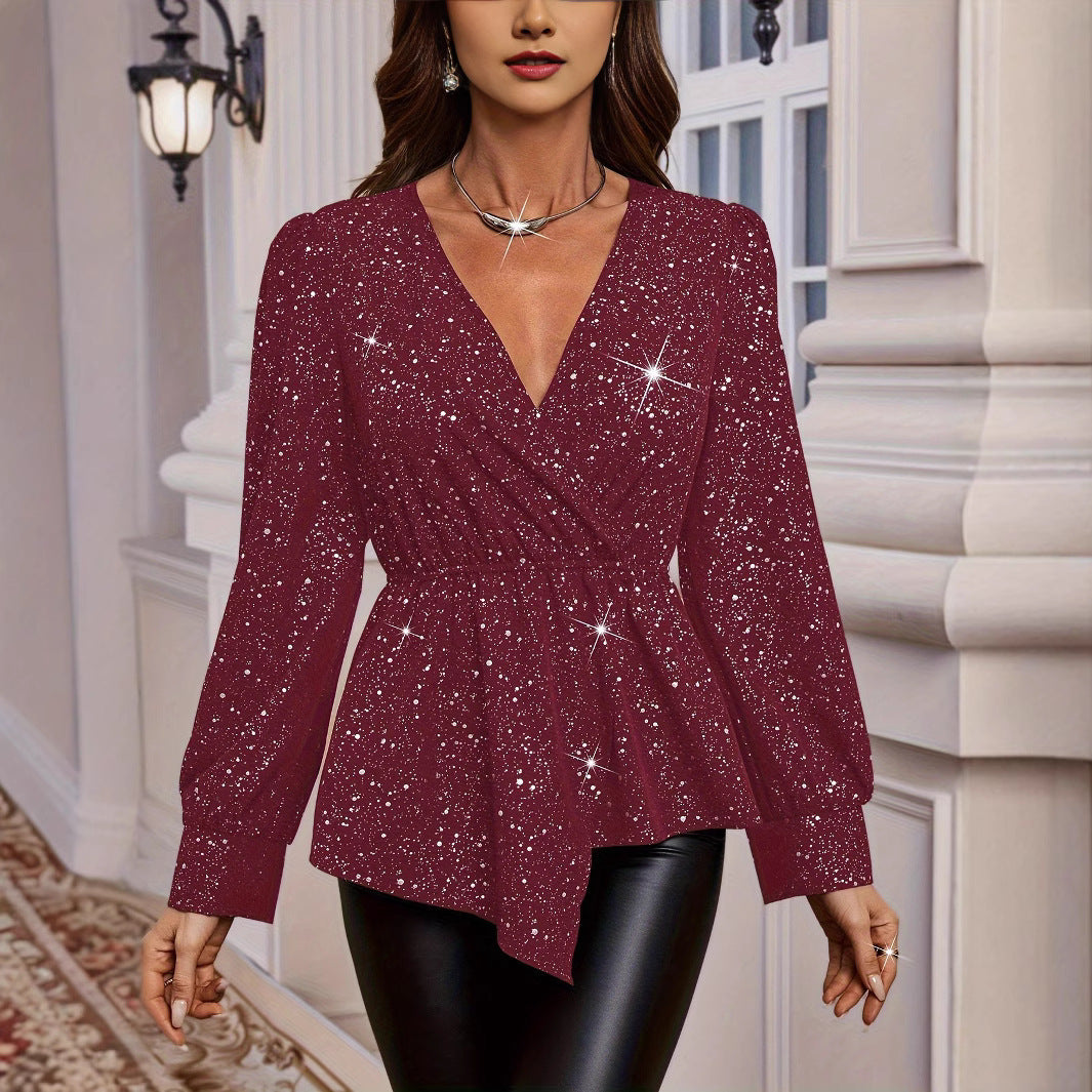 Fashion V-neck Long Sleeve Top