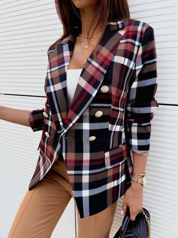 Fashion Double Breasted Geometric Pattern Jacket