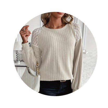 Fashion Lace Stitching Pullover Sweater