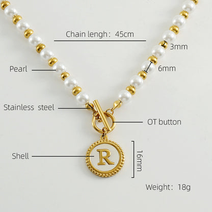 Fashion Letter Shell Pendant Necklace