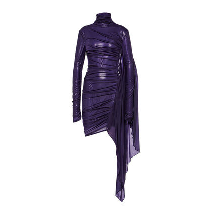 Fashion Graceful Purple Pleated Dress