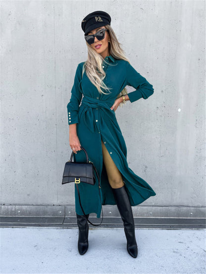 Fashion Long Sleeve Big Hem Shirt Dress