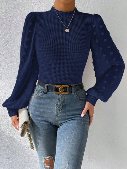 Fashion Knitwear Round Neck Stitching Blouse