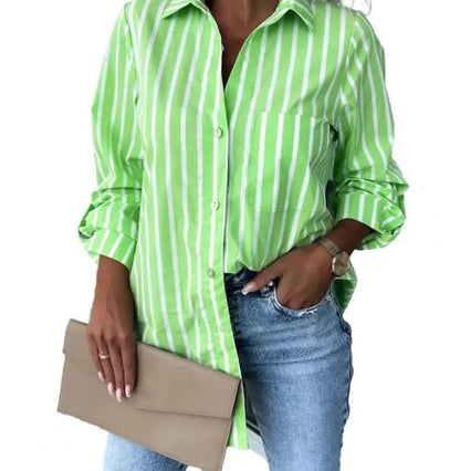 Fashion Long Sleeve Striped Printing Shirt