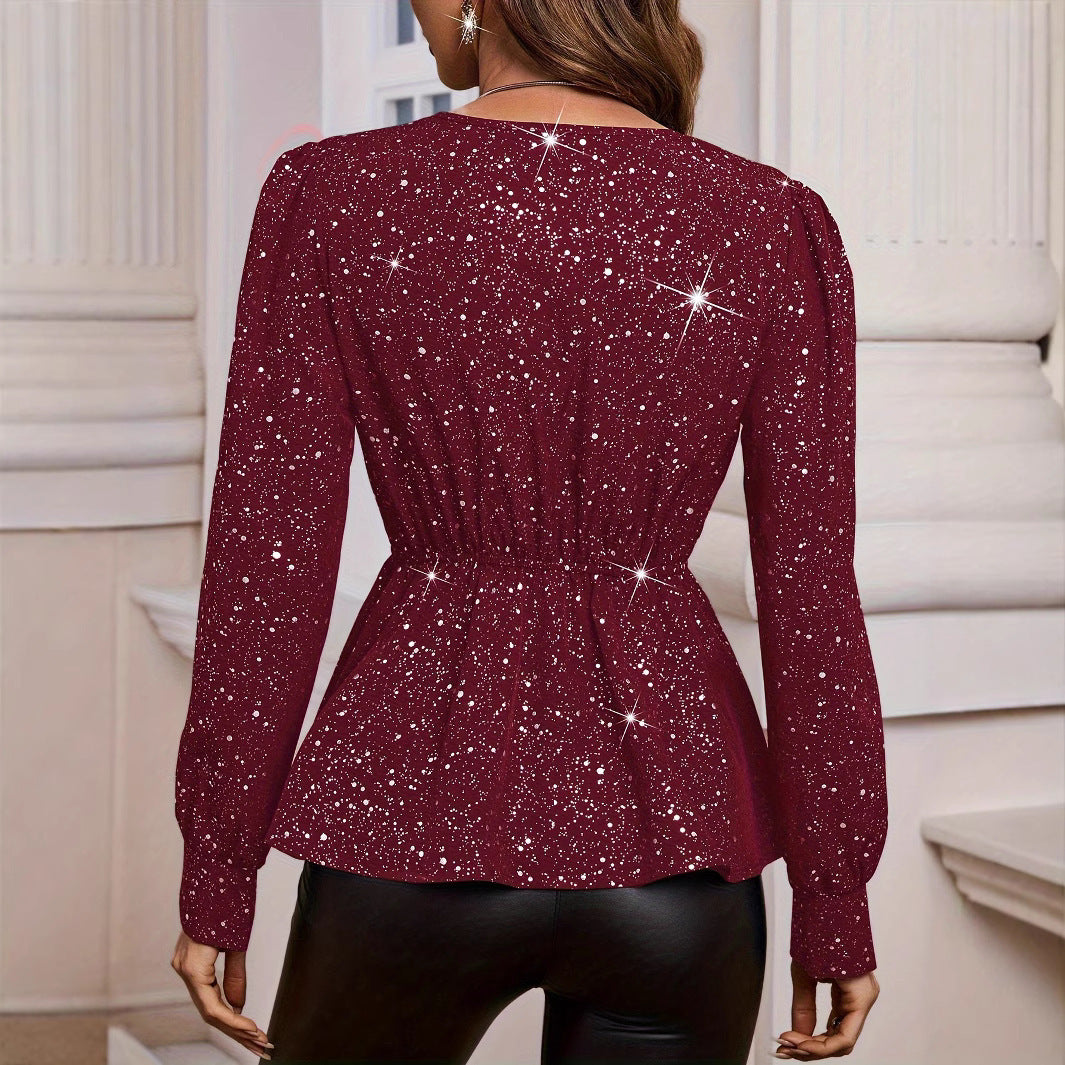 Fashion V-neck Long Sleeve Top