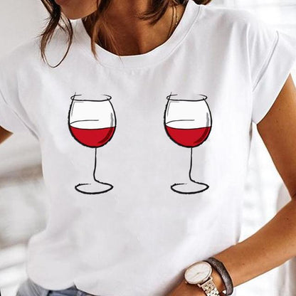 Fashion Wine Glass Printing T-Shirts